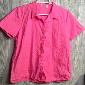 Women Fresh Produce Button Up Pink Cotton Size Large